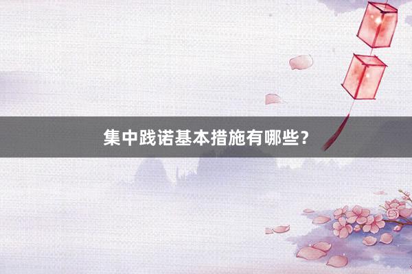 集中践诺基本措施有哪些？